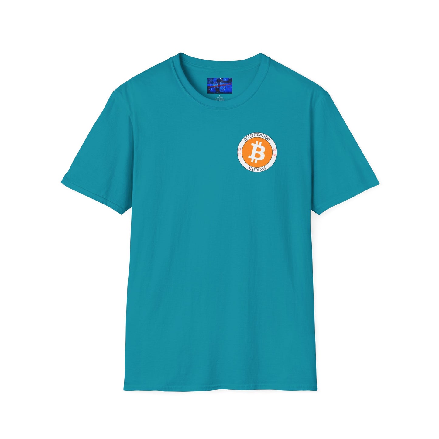 2-sided, Bitcoin (BTC) Decentralized Freedom DKcolors Unisex T-Shirt by cypherpunkgear.com