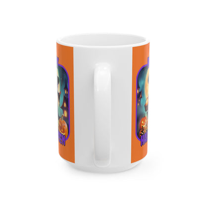 Happy Halloween Little Witch PRfont Orange Mug by cypherpunkgear