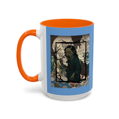 Yōkai Happy Halloween Light Blue Accent Mug by CreepyCrafts.boo