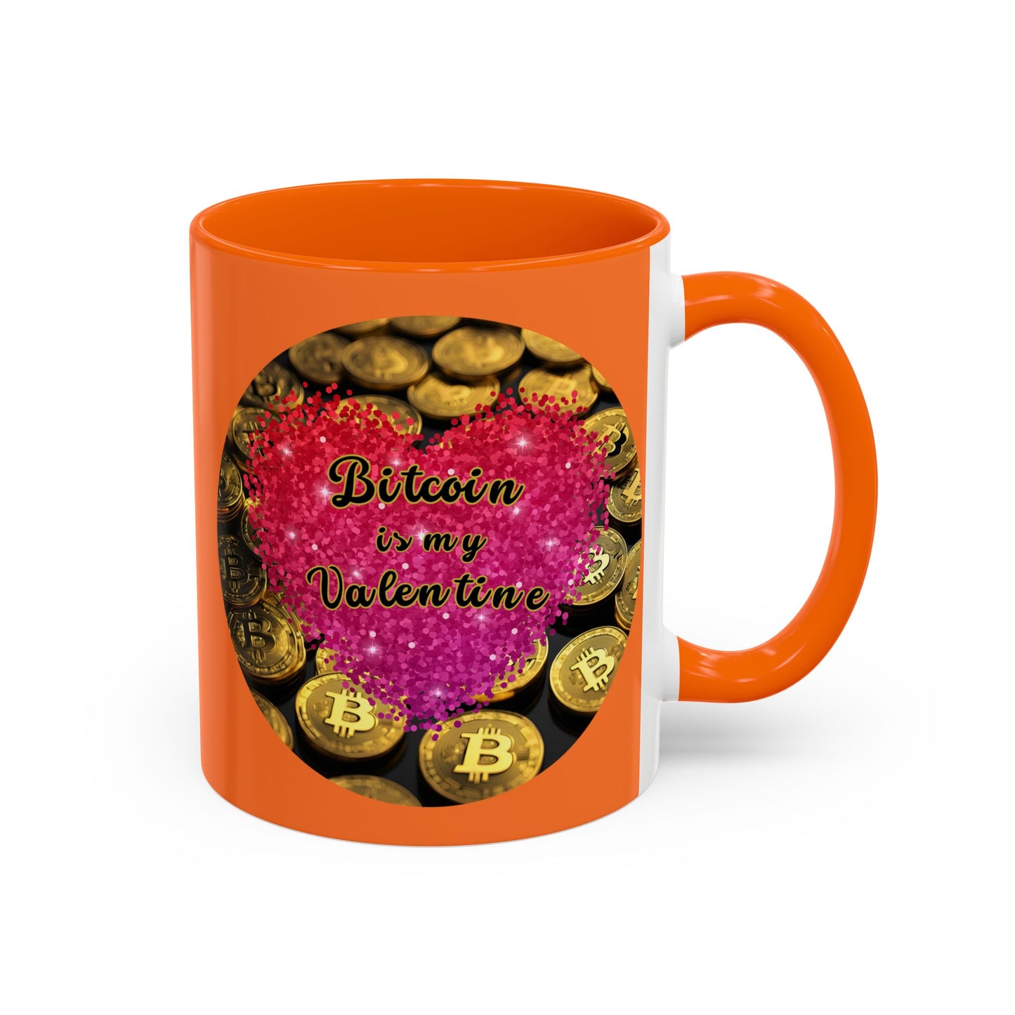 Bitcoin is My Valentine Orange Accent Mug by cypherpunkgear.com