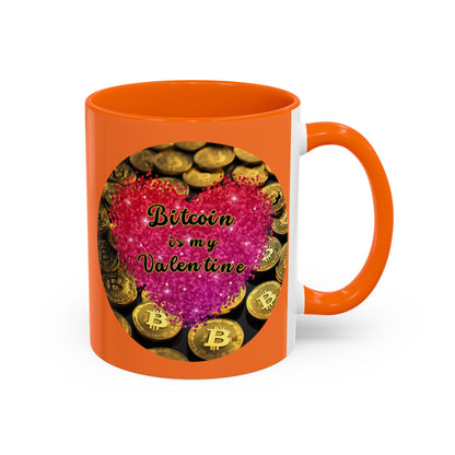 Bitcoin is My Valentine Orange Accent Mug by cypherpunkgear.com