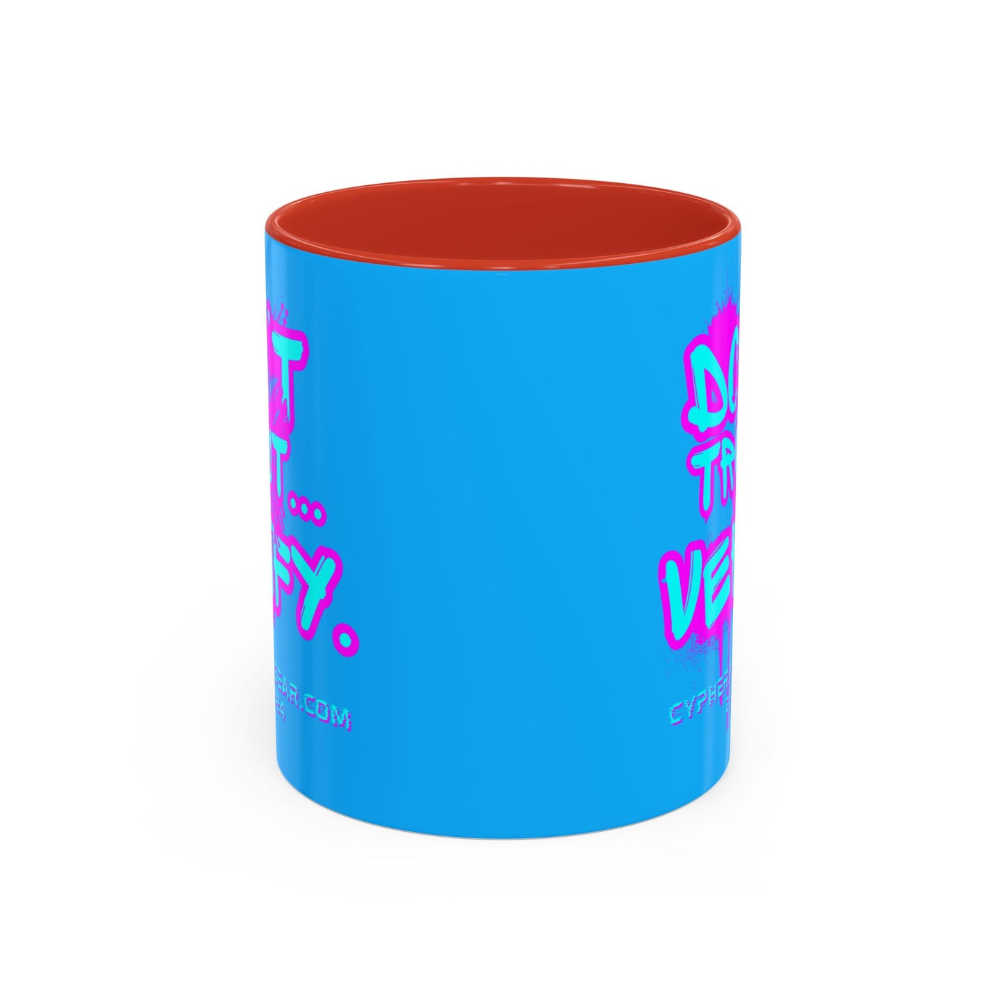 Don't Trust...Verify. Light Blue Accent Mug by cypherpunkgear.com