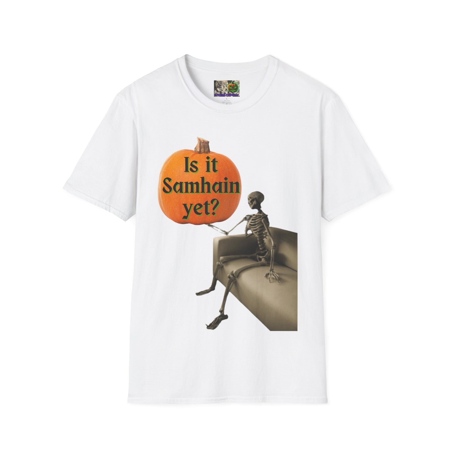 Is it Samhain yet? Skeleton's Pumpkin Light colors Unisex T-Shirt by CreepyCrafts.boo