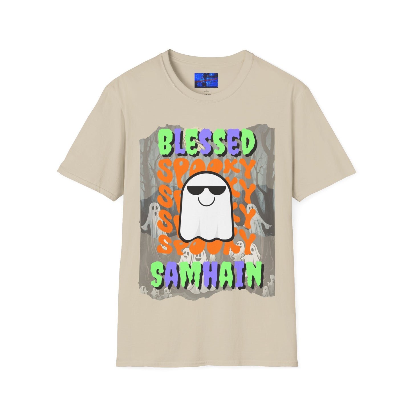 Spooky Blessed Samhain Ghost MXfont Unisex T-Shirt by cypherpunkgear