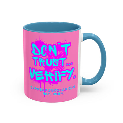 Don't Trust...Verify. Light Pink Accent Mug by cypherpunkgear.com