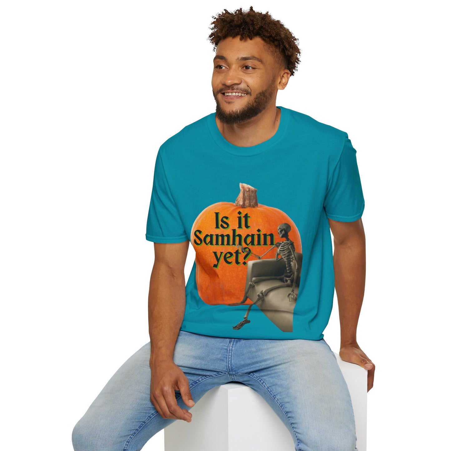Is It Samhain Yet? Skeleton's Giant Pumpkin Dark colors Unisex T-Shirt by CreepyCrafts.boo