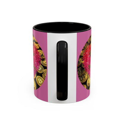 Bitcoin is My Valentine Pink Accent Mug by cypherpunkgear.com