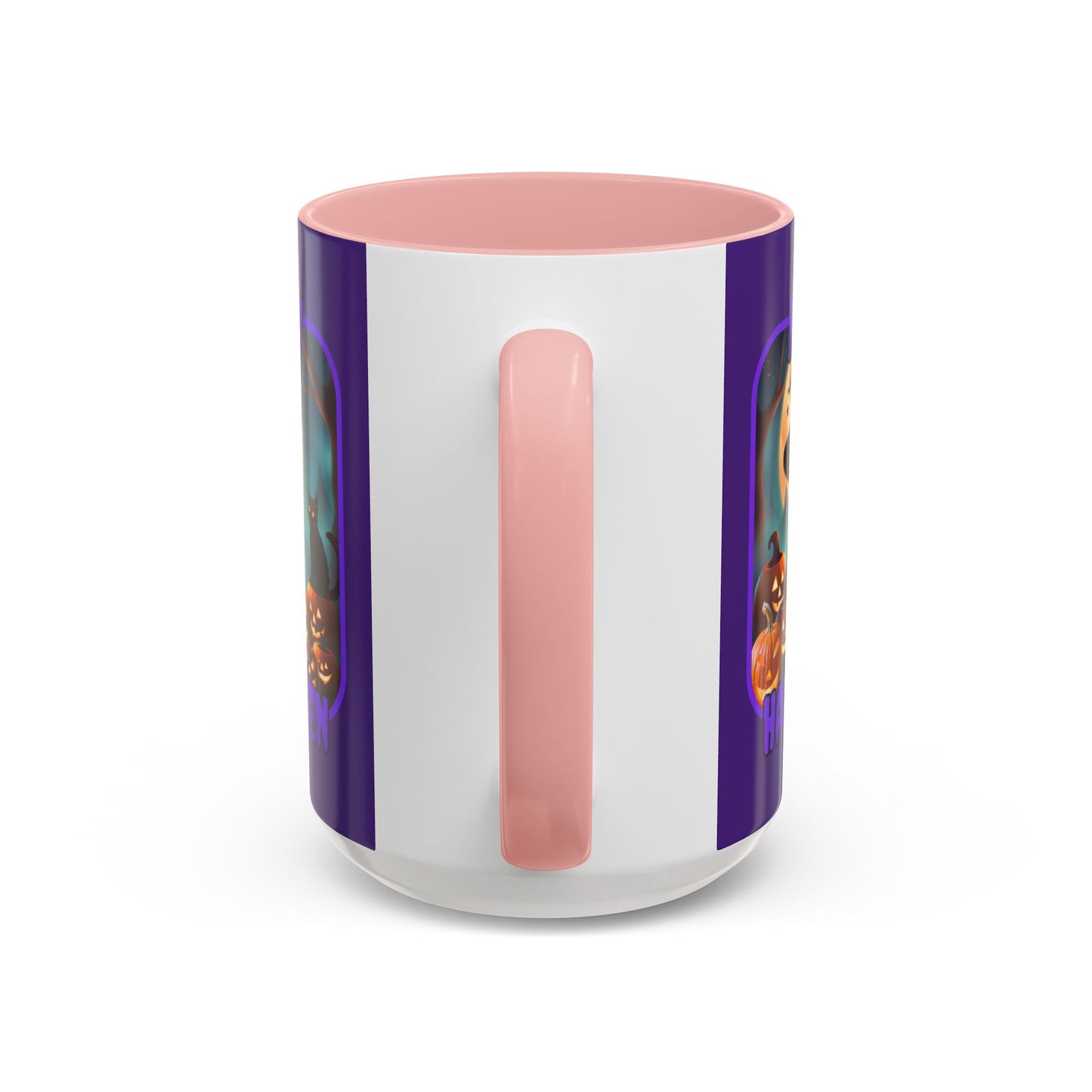 Happy Halloween Cute Witch Purple font Purple Accent Mug by CreepyCrafts.boo