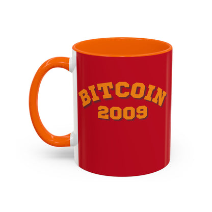 Bitcoin 2009 Red Accent Mug by cypherpunkgear.com