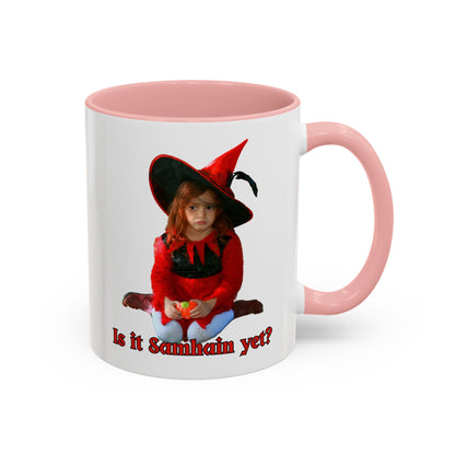 Is it Samhain yet? White Accent Mug by CreepyCrafts.boo