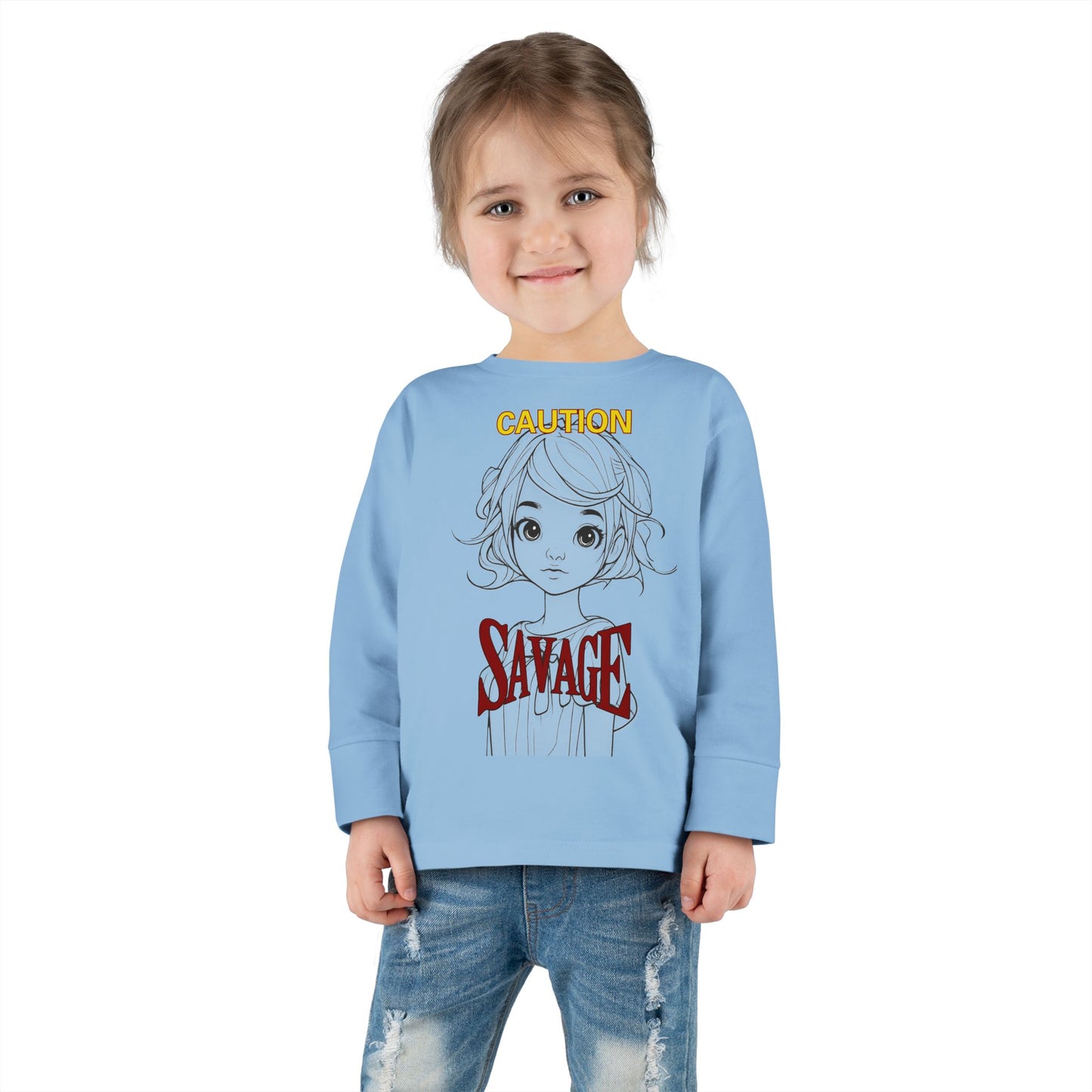 Caution: Tiny but Savage Toddler Long Sleeve Tee by cypherpunkgear.com