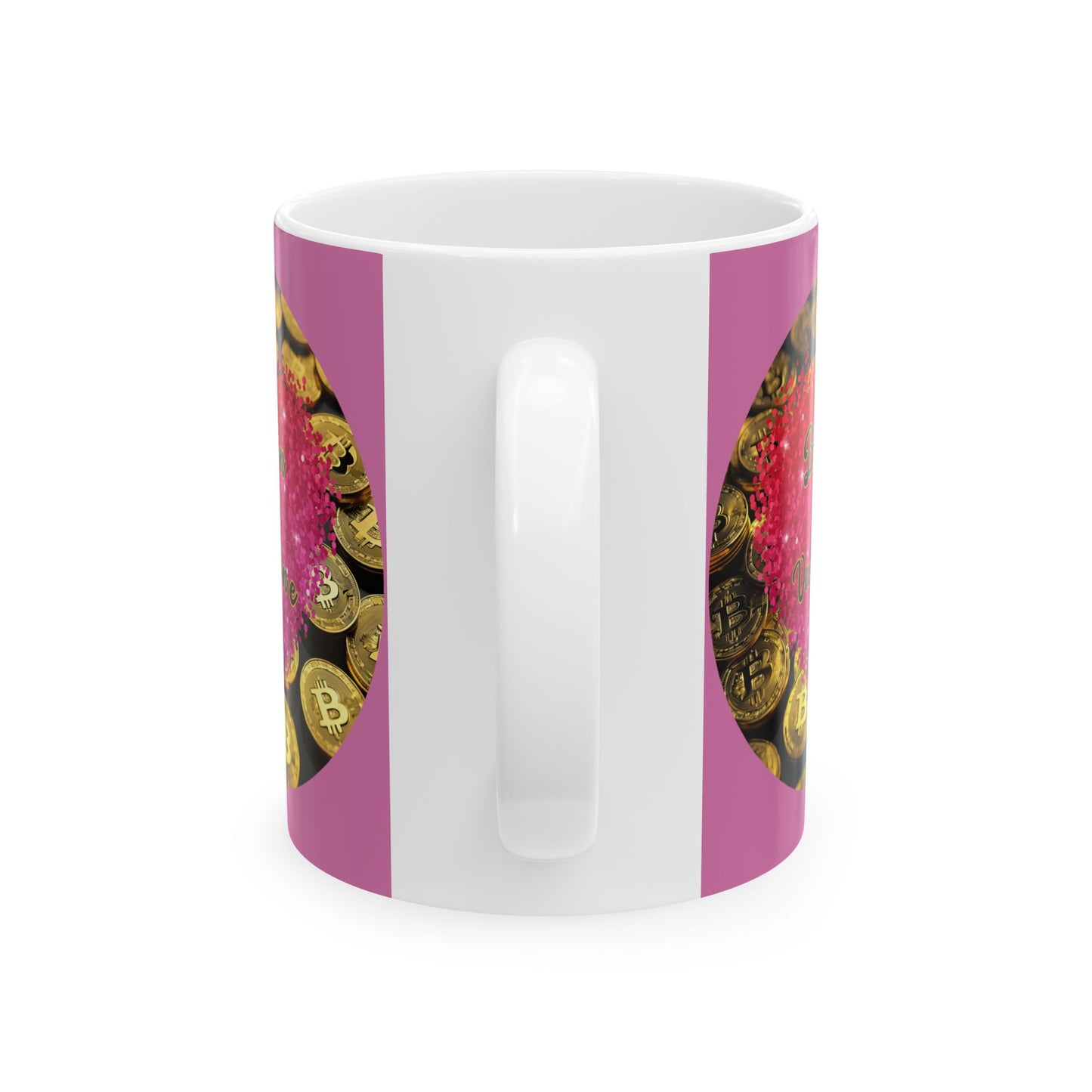 Bitcoin is My Valentine Pink and White Mug by cypherpunkgear.com