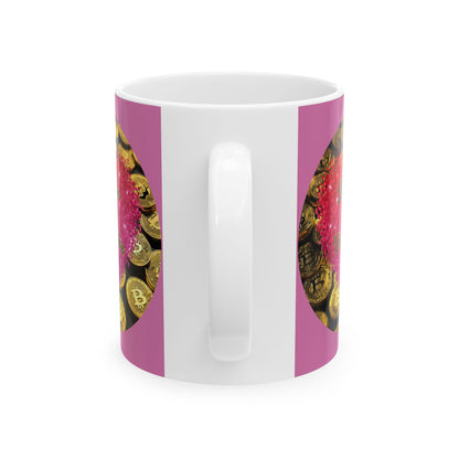 Bitcoin is My Valentine Pink and White Mug by cypherpunkgear.com