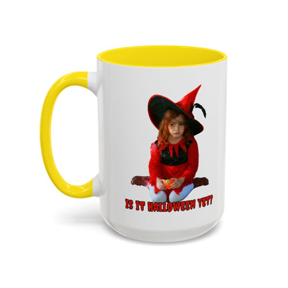 Is it Halloween yet? White Accent Mug by CreepyCrafts.boo