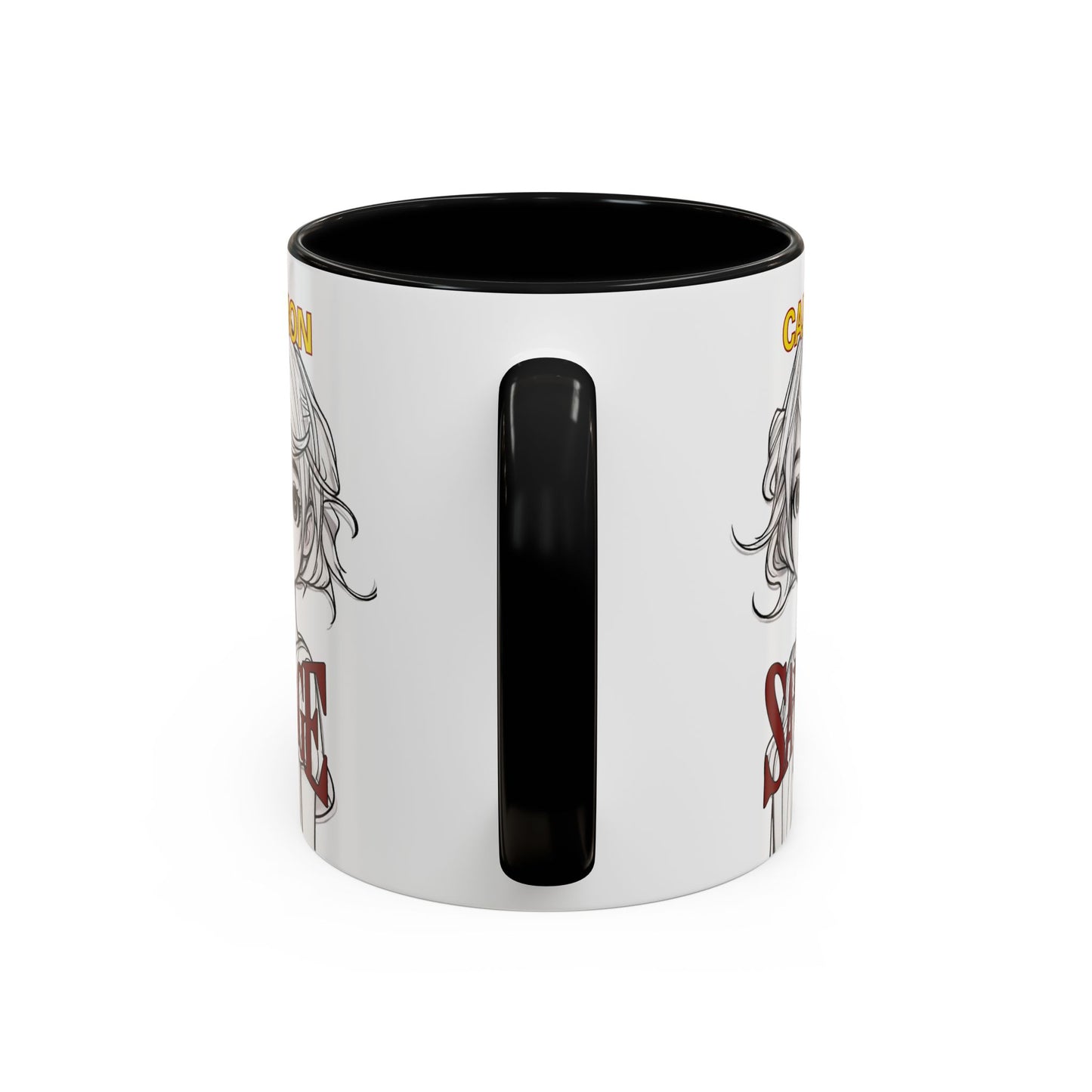 Caution, Savage White Accent Mug by cypherpunkgear.com