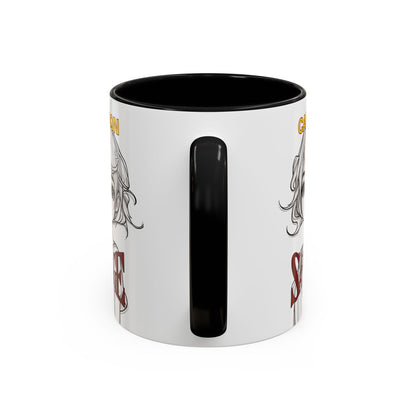 Caution, Savage White Accent Mug by cypherpunkgear.com