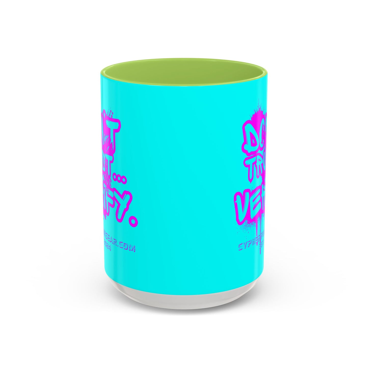 Don't Trust...Verify. Cyan Accent Mug by cypherpunkgear.com