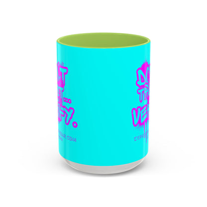 Don't Trust...Verify. Cyan Accent Mug by cypherpunkgear.com