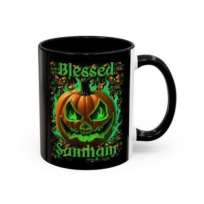 Blessed Samhain Green Jack Black Accent Mug by CreepyCrafts.boo