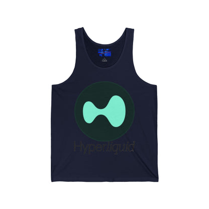 Hyperliquid Black font Unisex Jersey Tank Top by cypherpunkgear.com