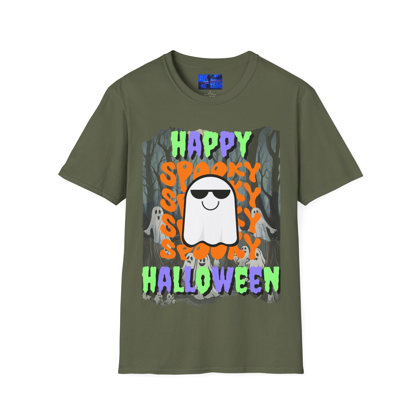 Spooky Happy Halloween Ghost MXfont Unisex T-Shirt by cypherpunkgear