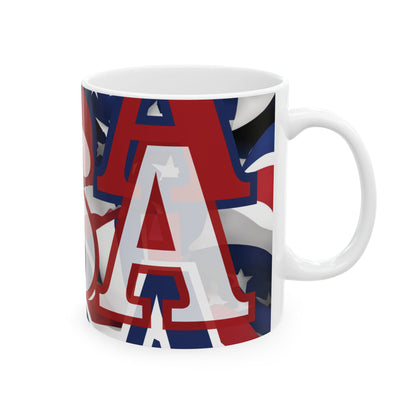 USA! USA! USA White font Patriot White Mug by cypherpunkgear.com