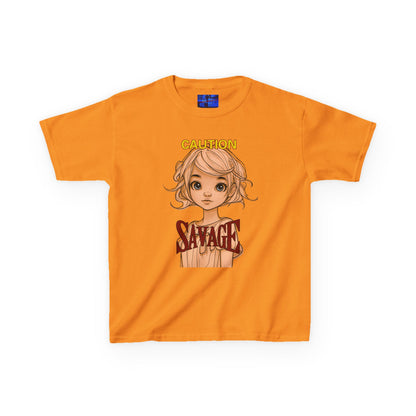 Caution: Small but Savage Kids Heavy Cotton Tee by cypherpunkgear.com