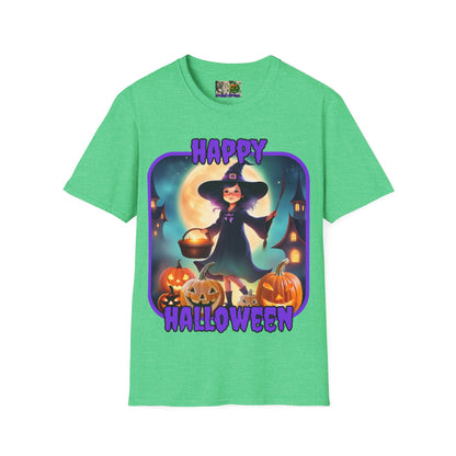 Happy Halloween Little Witch Purple font, Dark colors, Unisex T-Shirt by CreepyCrafts.boo