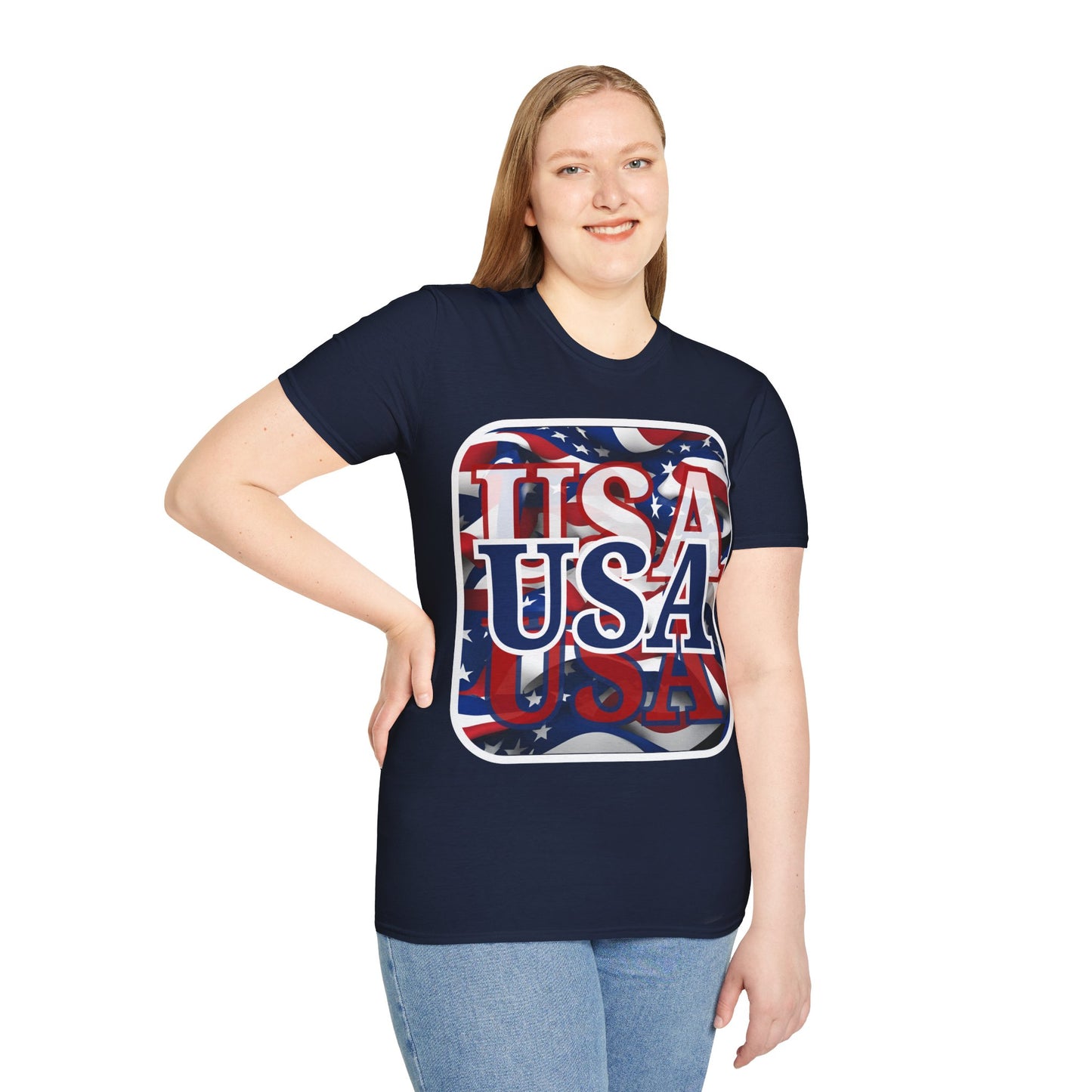 Red White and BLUE USA Patriot Dark colors Unisex T-Shirt by cypherpunkgear.com