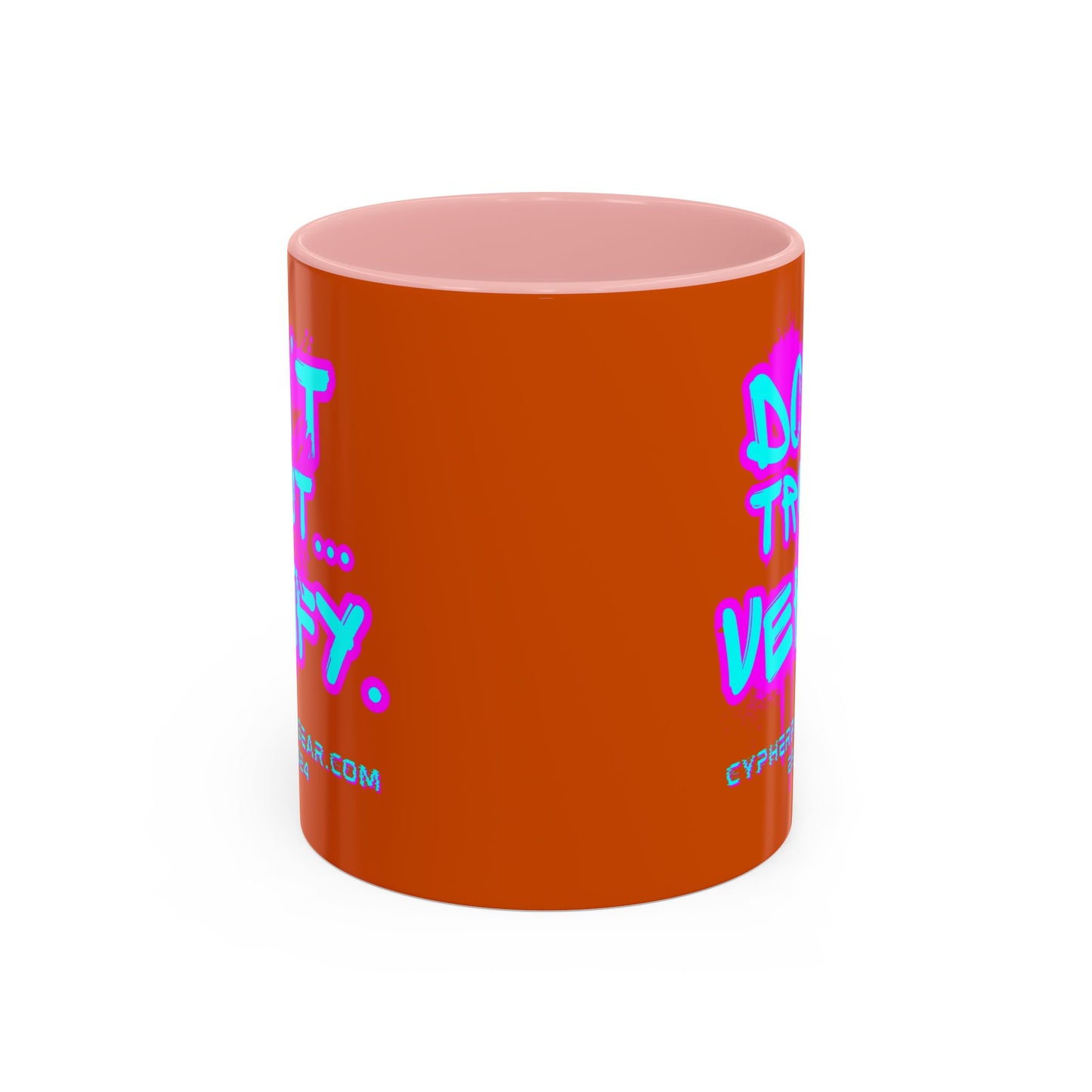 Don't Trust...Verify. Orange Accent Mug by cypherpunkgear.com