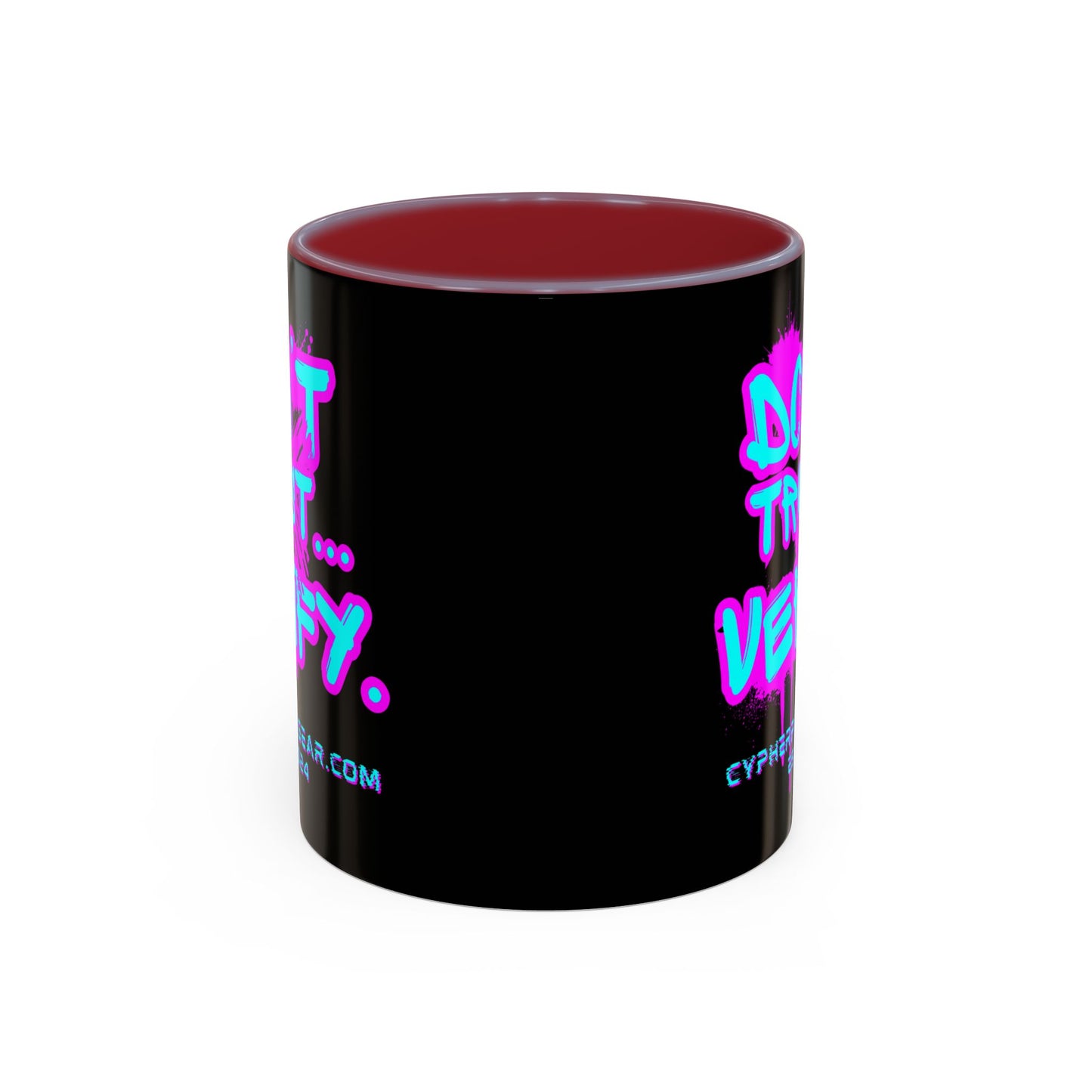Don't Trust...Verify. Black Accent Mug by cypherpunkgear.com