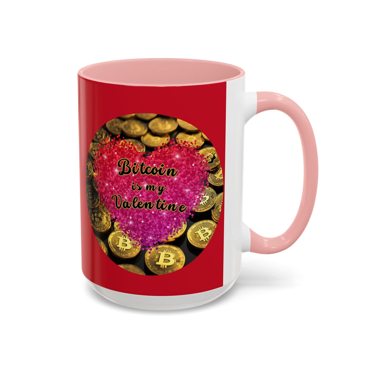 Bitcoin is My Valentine Red Accent Mug by cypherpunkgear.com