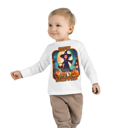 Happy Halloween Little Witch ORfont Toddler Long Sleeve Tee by cypherpunkgear