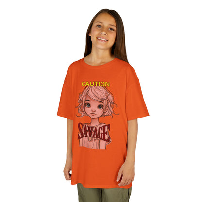 Caution: Small but Savage Kids Heavy Cotton Tee by cypherpunkgear.com