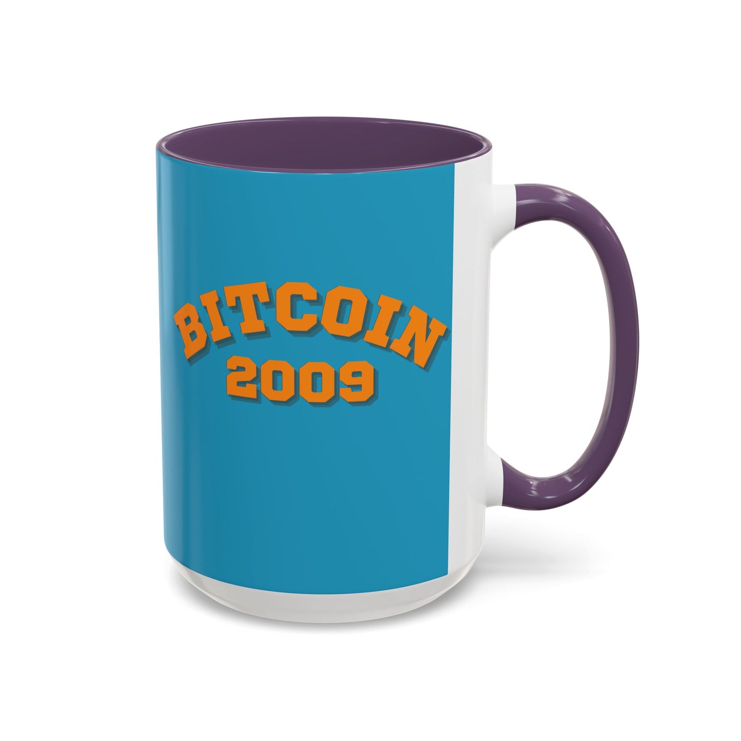 Bitcoin 2009 Turquoise Accent Mug by cypherpunkgear.com