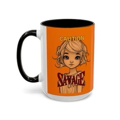 Caution, Savage Orange Accent Mug by cypherpunkgear.com