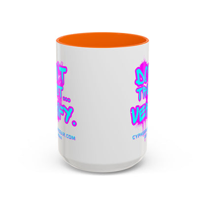 Don't Trust...Verify. White Accent Mug by cypherpunkgear.com