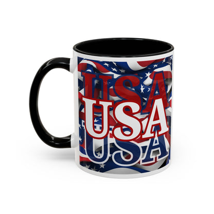 USA White font Center Patriot Accent Mug by cypherpunkgear.com