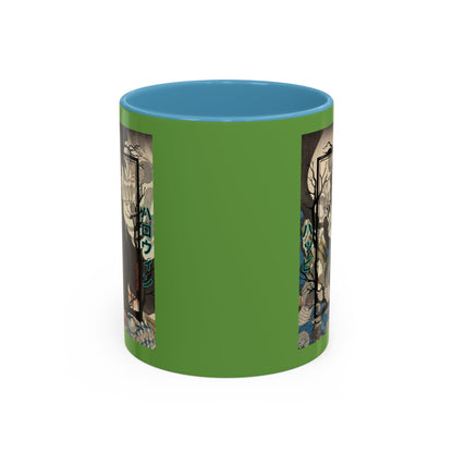 Yōkai Happy Halloween Green Accent Mug by CreepyCrafts.boo