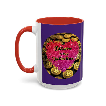 Bitcoin is My Valentine Purple Accent Mug by cypherpunkgear.com