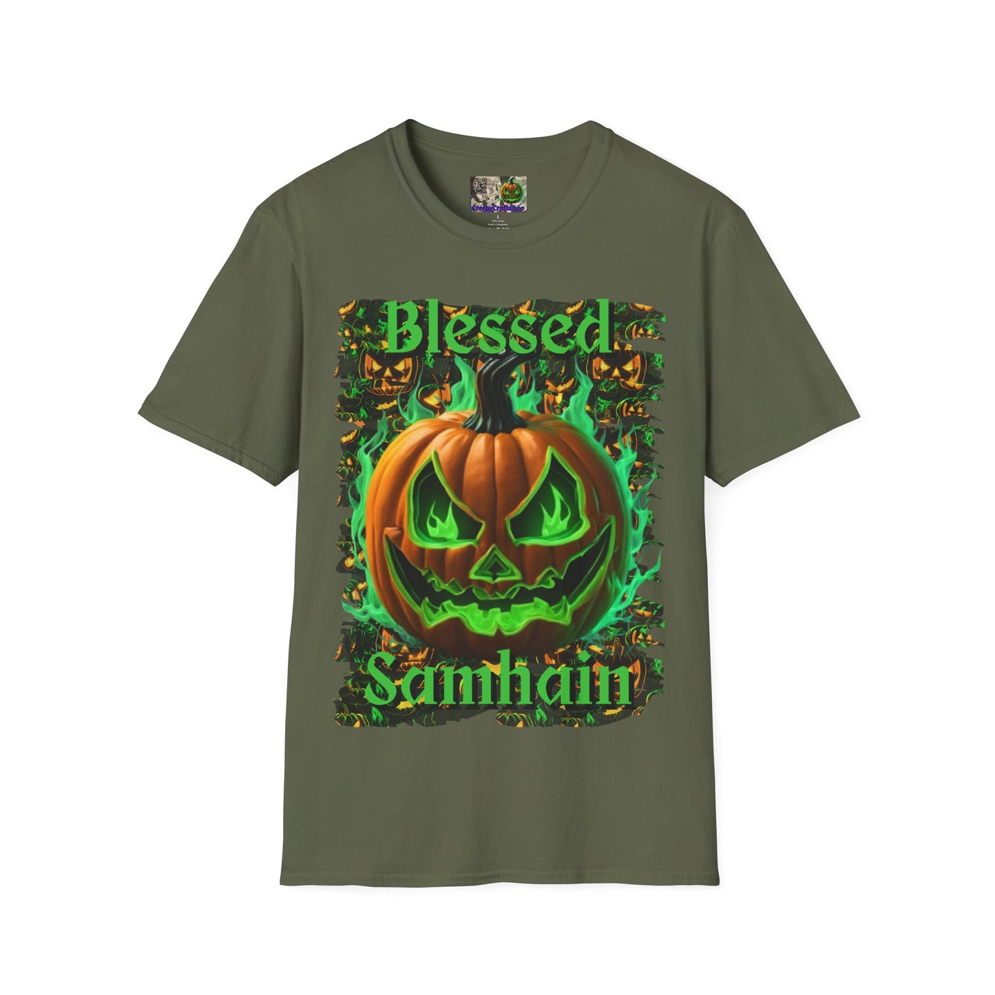 Blessed Samhain Green Jack Dark colors Unisex T-Shirt by CreepyCrafts.boo