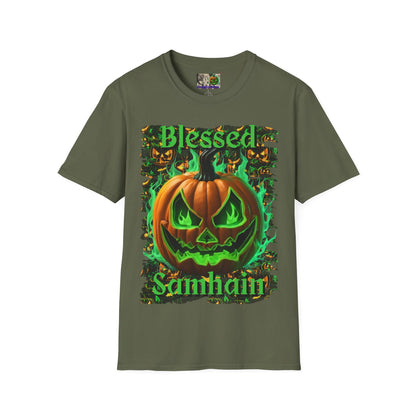 Blessed Samhain Green Jack Dark colors Unisex T-Shirt by CreepyCrafts.boo