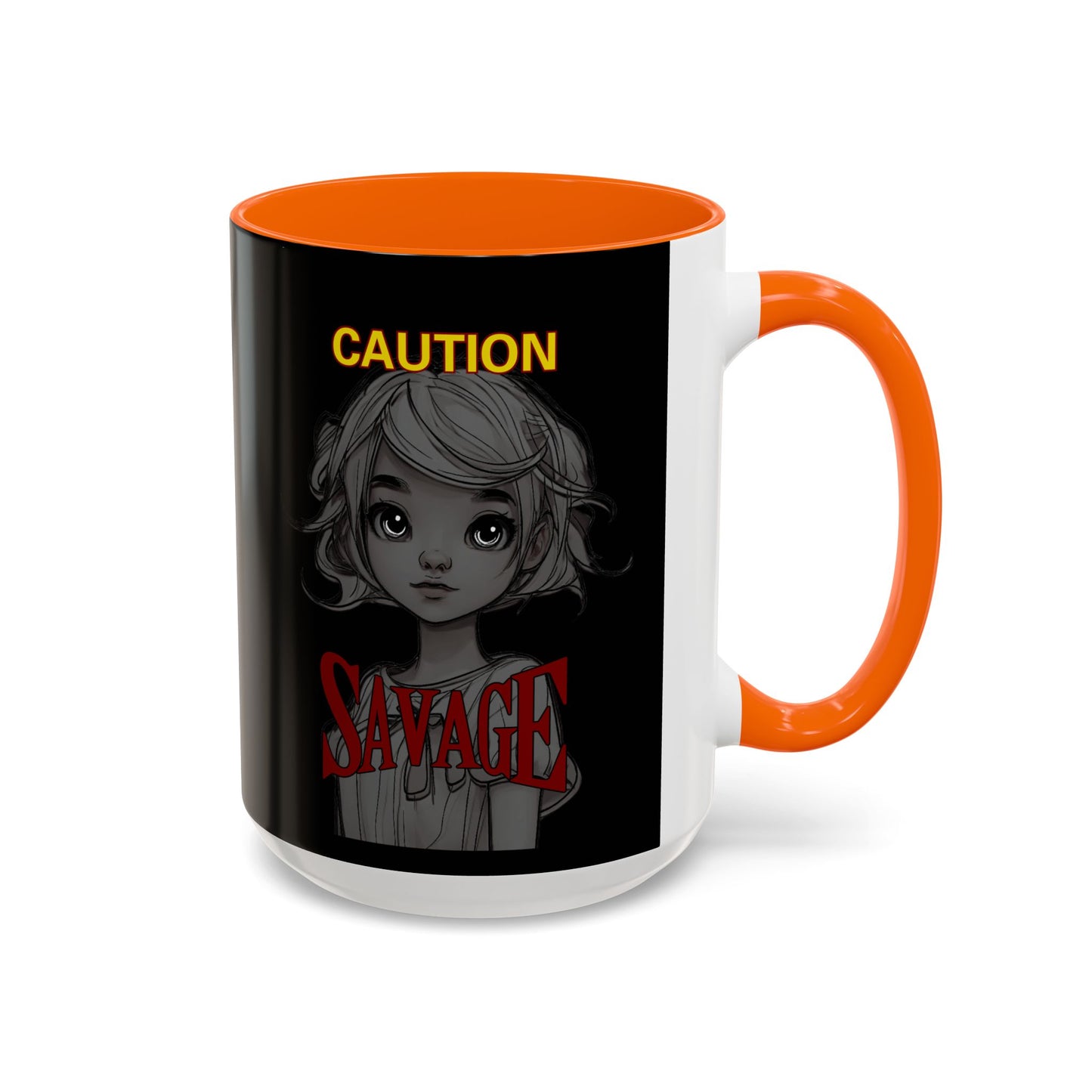 Caution, Savage Black Accent Mug by cypherpunkgear.com