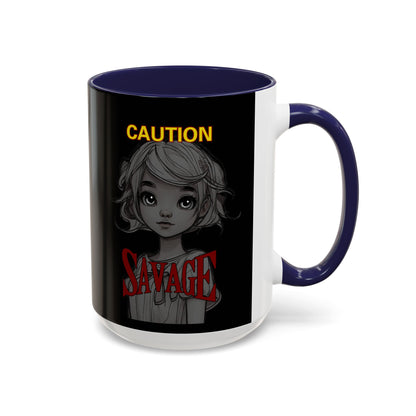 Caution, Savage Black Accent Mug by cypherpunkgear.com