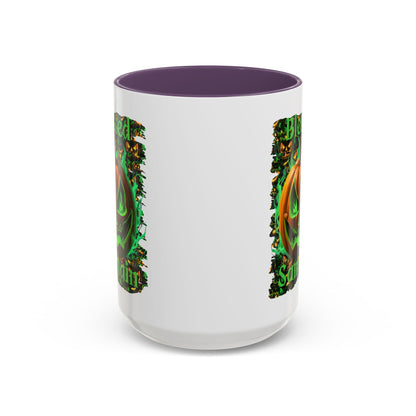 Blessed Samhain Green Jack White Accent Mug by CreepyCrafts.boo