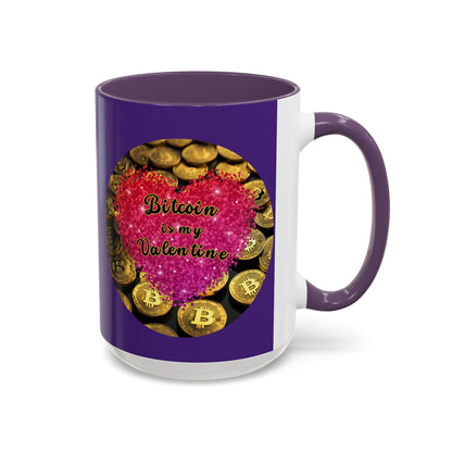 Bitcoin is My Valentine Purple Accent Mug by cypherpunkgear.com