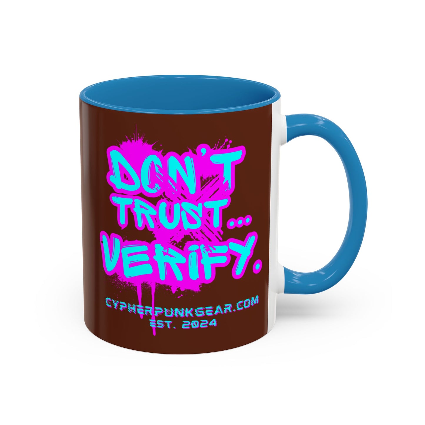 Don't Trust...Verify. Brown Accent Mug by cypherpunkgear.com