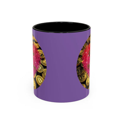Bitcoin is My Valentine Light Purple Accent Mug by cypherpunkgear.com