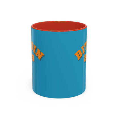 Bitcoin 2009 Turquoise Accent Mug by cypherpunkgear.com