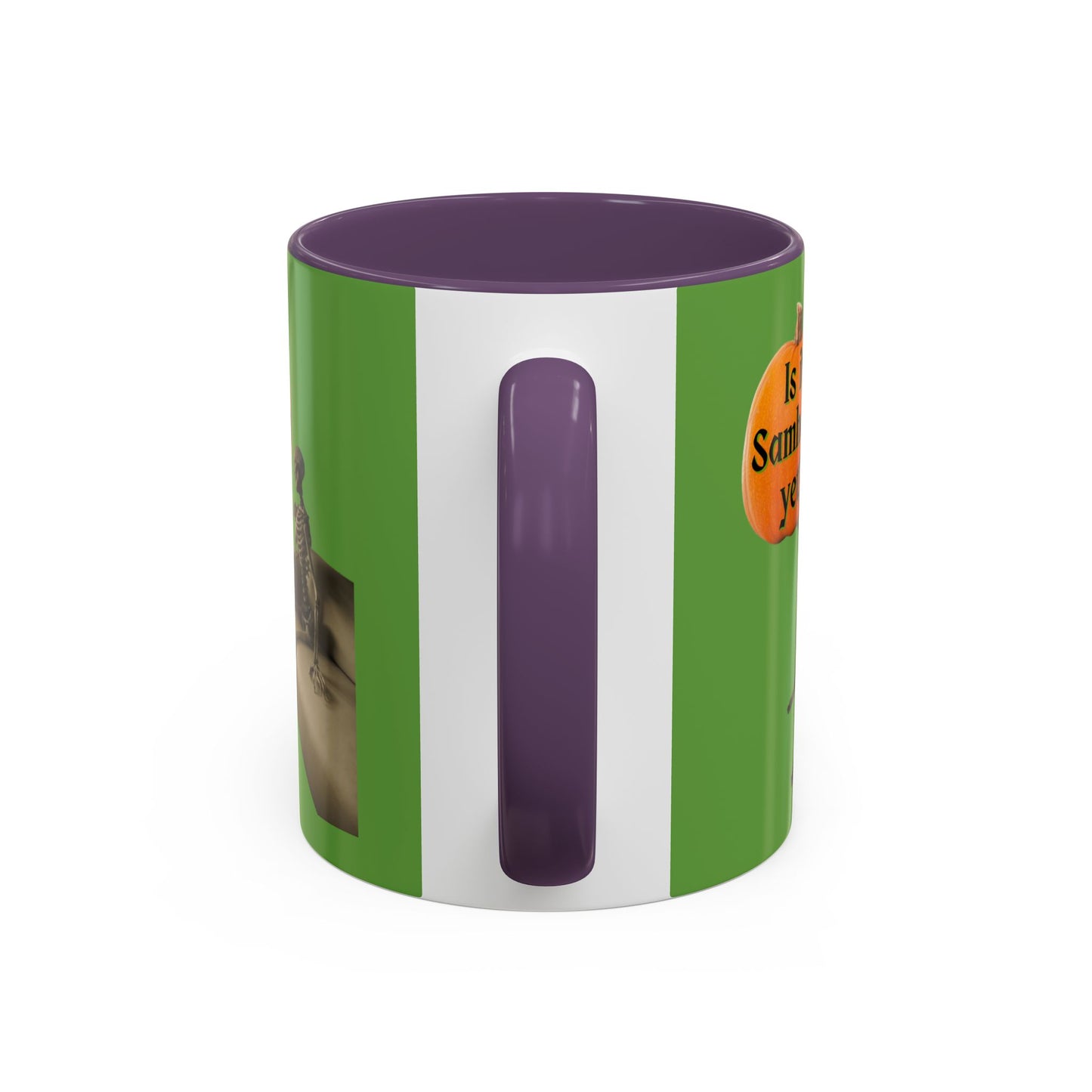 Is it Samhain yet? Skeleton's Pumpkin Green Accent Mug by CreepyCrafts.boo